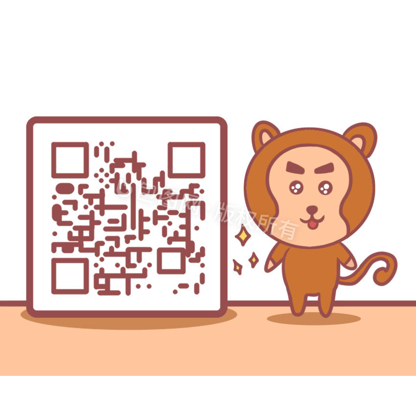 棕色卡通小猴子动态二维码动图GIF图片