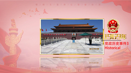 红色简洁党政时间线图文AE模板