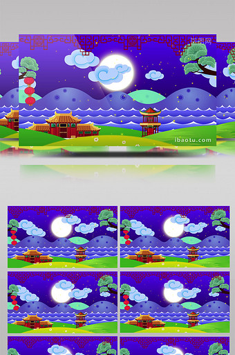 中秋月圆中国风舞台背景图片
