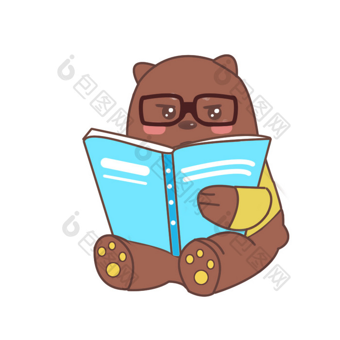 可爱小熊看书在忙哦gif表情包