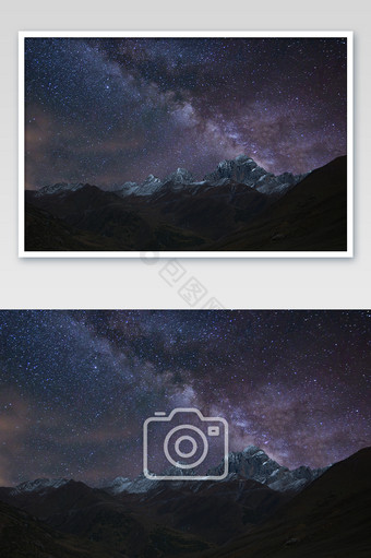 高海拔雪山银河星空摄影图图片