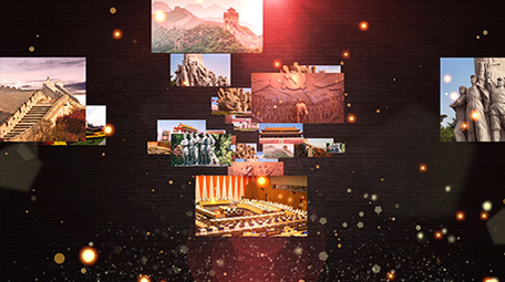 震撼大气党政红色图片图文汇聚片尾AE模板