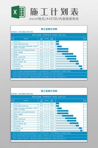 施工组织施工计划进度Excel模板图片