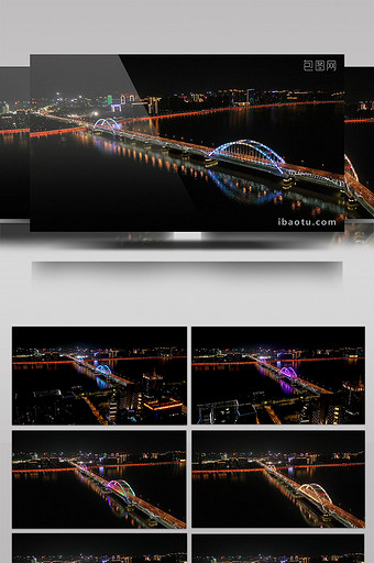 杭州钱江四桥复兴大桥夜景灯光秀航拍视频图片