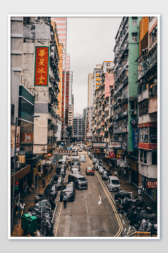 香港特别行政区网红旺角街区彩色房子摄影图图片