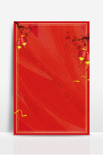 红色新年灯笼树枝丝带背景图片