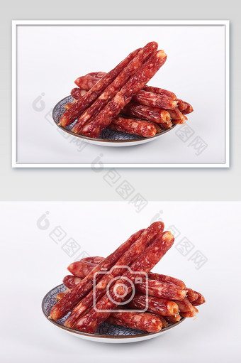红色腊肠香肠猪肉肠年货腊味美食摄影图片