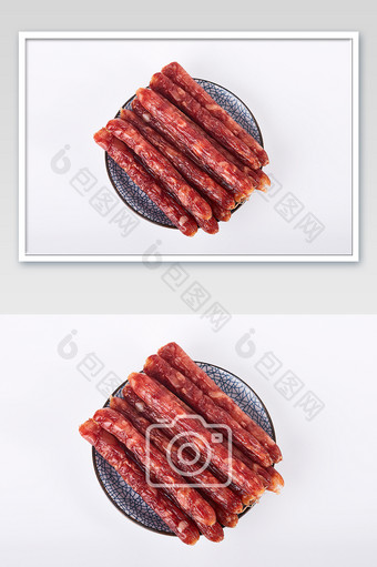 红色腊肠香肠猪肉肠腊味年货美食摄影图片