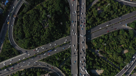 4K城市航拍长沙交通西二环涧塘立交桥