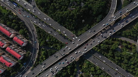 4K城市航拍长沙交通西二环涧塘立交桥