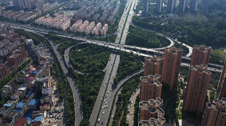 4K城市航拍长沙交通西二环涧塘立交桥