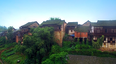 实拍古镇<strong>乡村</strong>航拍全景地面全景