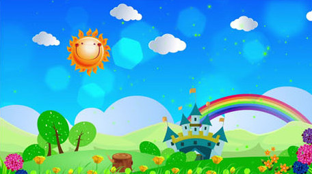 卡通太阳清新舞台背景