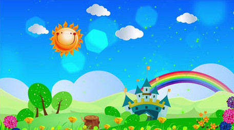 卡通太阳清新舞台背景