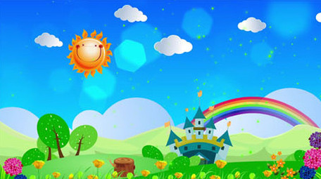 卡通太阳清新舞台背景