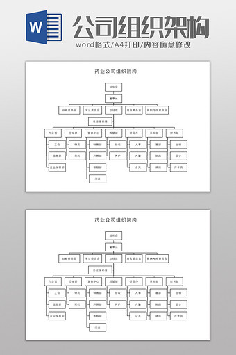 药业公司组织架构Word模板图片