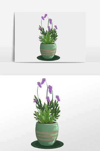 紫色豌豆花花卉盆栽元素图片