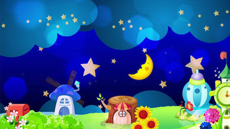 梦幻卡通夜晚场景背景