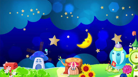梦幻卡通夜晚场景背景