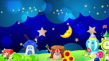梦幻卡通夜晚场景背景
