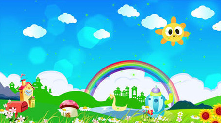 欢快绿色卡通草地背景