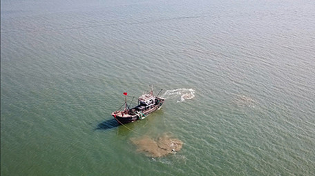 航拍渔船海洋风光素材