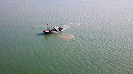 航拍渔船海洋风光素材