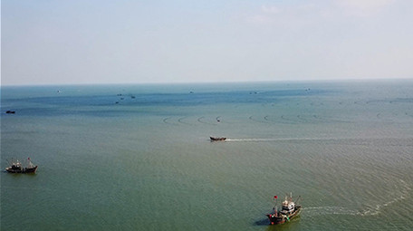 航拍渔船海洋风光素材