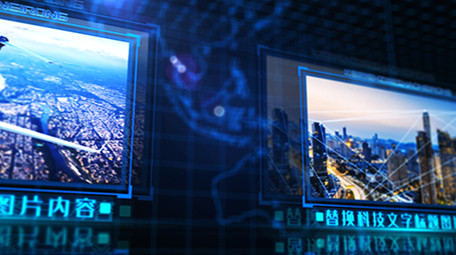 科技蓝色网格图文商务企业宣传AE模板