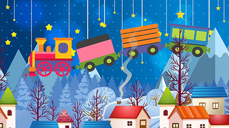 冬天梦幻火车行驶背景