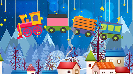 冬天梦幻火车行驶背景