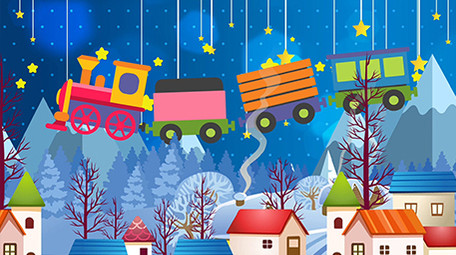 冬天梦幻火车行驶背景