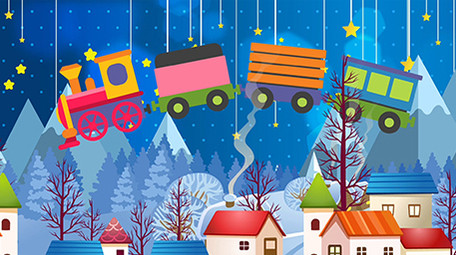 冬天梦幻火车行驶背景