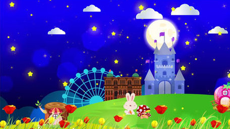 梦幻夜晚星星花朵背景