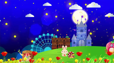 梦幻夜晚星星花朵背景