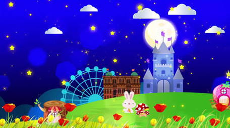 梦幻夜晚星星花朵背景