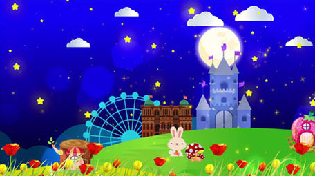 梦幻夜晚星星花朵背景