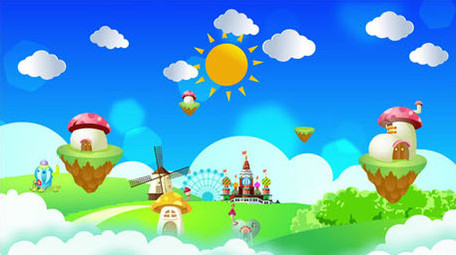 梦幻天空卡通白云背景