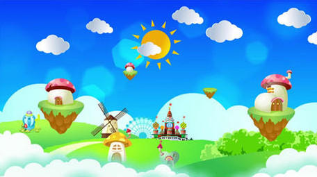 梦幻天空卡通白云背景