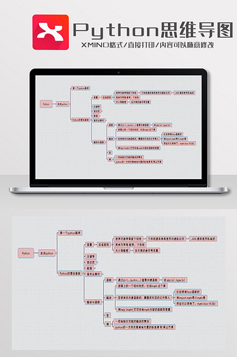 简约风Python思维导图XMind模板图片