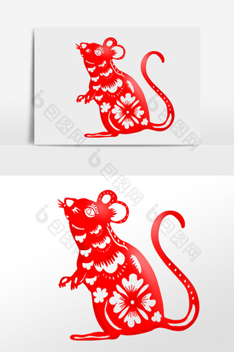 中国风鼠年剪纸插画图片