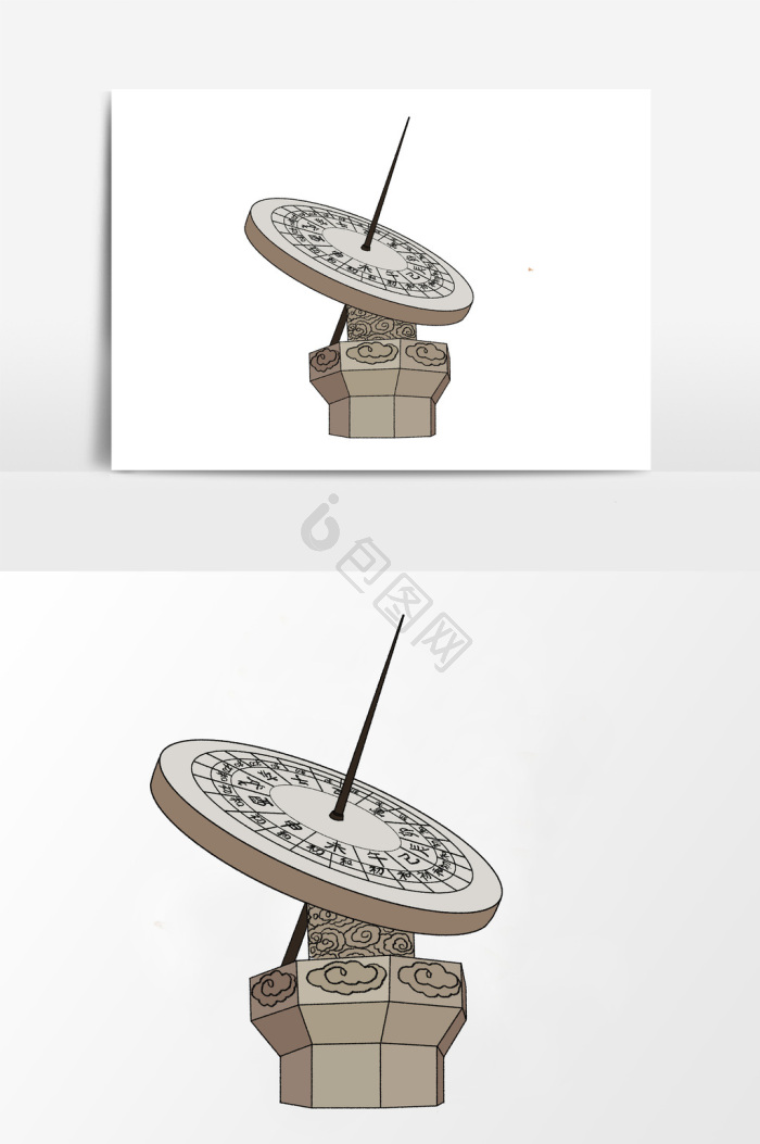 简笔画太阳日晷图片