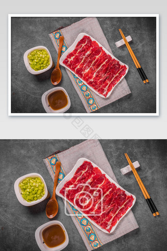 蒙古牛肉火锅食材摄影图图片