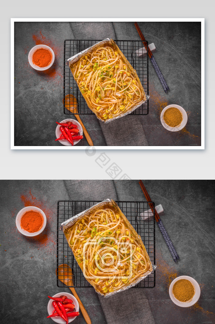 锡纸豆芽美食摄影图图片图片