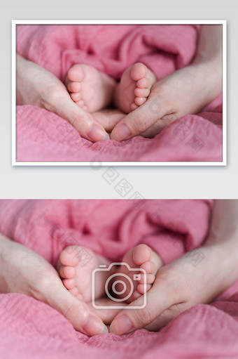 儿童母婴婴儿可爱小脚丫粉色背景摄影图片