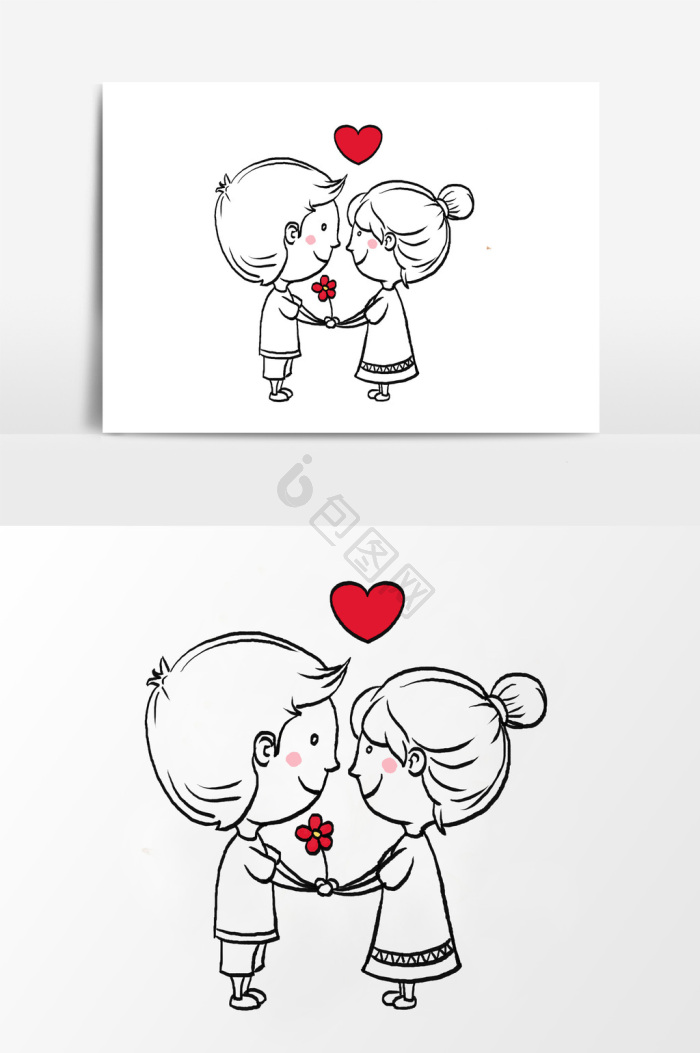 简笔画情侣男女图片