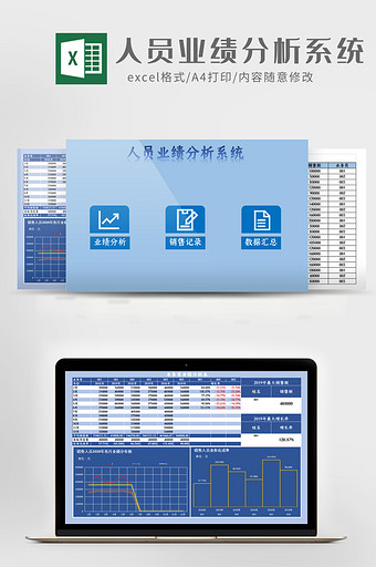 自动化人员业绩分析系统Excel模板图片