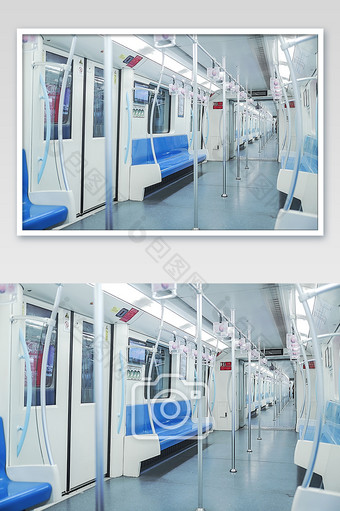 清新明亮风格轨道交通地铁车厢内部摄影图图片