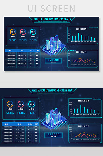 青色大气社区建设可视化数据系统平台图片