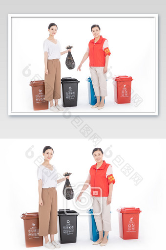 垃圾分类志愿者指导员环保指引图片